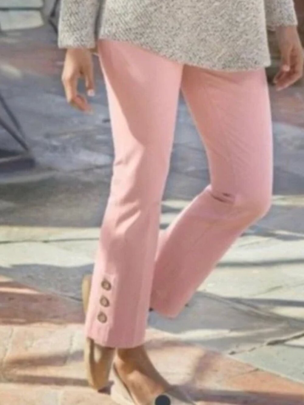 NWT Soft Surroundings Ankle Mini Boot Pink Wooden Button Pants Pull On M 10-12